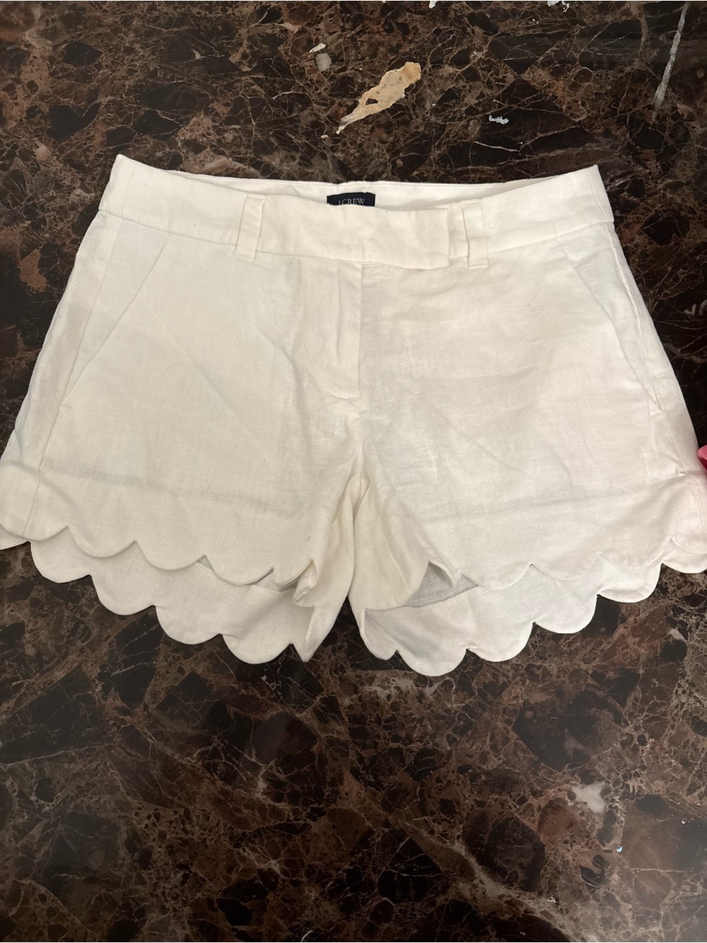 J. Crew Scalloped Hem Linen Bermuda Shorts